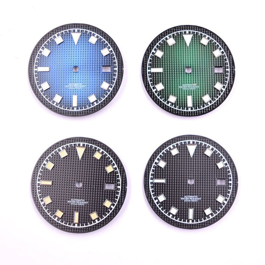 Cadran de montre lumineux vert de 33,5 mm compatible avec les mouvements NH35/35A et NH36/36A