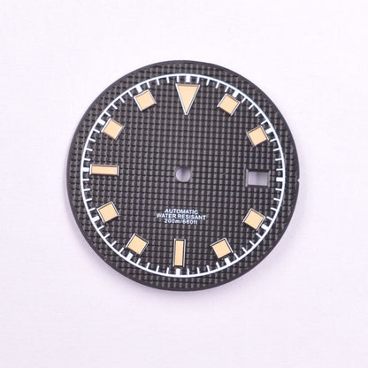 Cadran de montre lumineux vert de 33,5 mm compatible avec les mouvements NH35/35A et NH36/36A