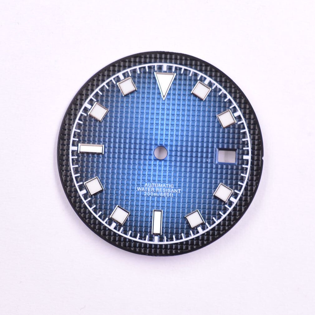Cadran de montre lumineux vert de 33,5 mm compatible avec les mouvements NH35/35A et NH36/36A
