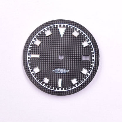 Cadran de montre lumineux vert de 33,5 mm compatible avec les mouvements NH35/35A et NH36/36A