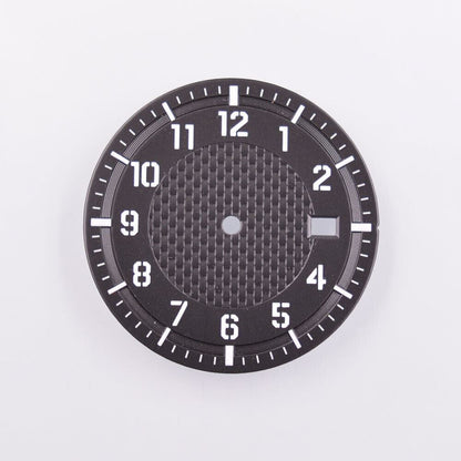 Cadran de montre lumineux vert de 34,50 mm, compatible avec les mouvements NH35, NH35A, NH36 et NH36A