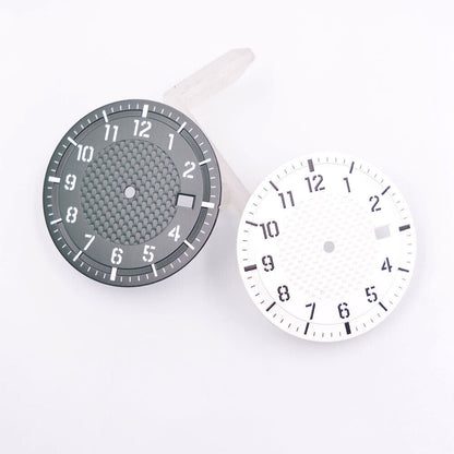 Cadran de montre lumineux vert de 34,50 mm, compatible avec les mouvements NH35, NH35A, NH36 et NH36A