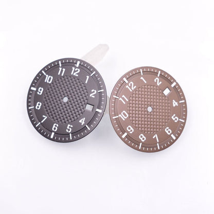 34.50mm green luminous watch dial with clear markers for NH35/NH36, perfect for watch repairs.