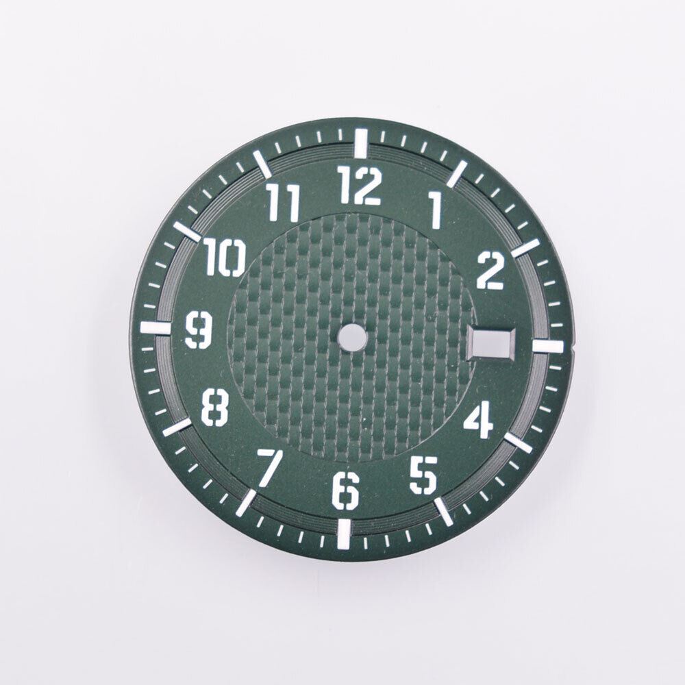 Cadran de montre lumineux vert de 34,50 mm, compatible avec les mouvements NH35, NH35A, NH36 et NH36A