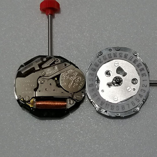 Mouvement à quartz Miyota 2015 neuf, 3 aiguilles, date à 6 heures, avec tige de montre