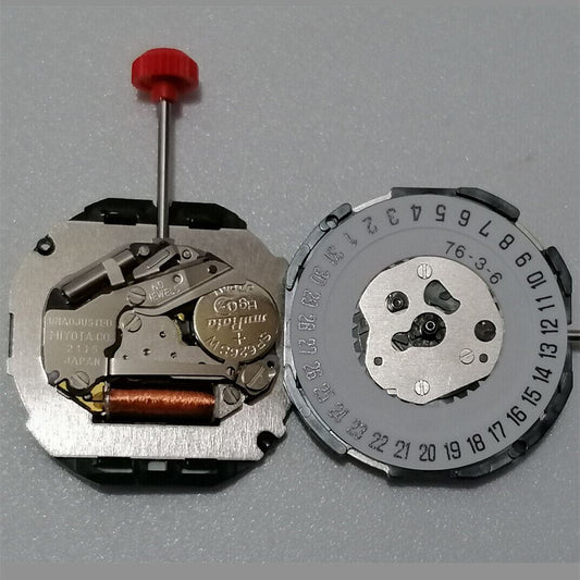 Mouvement à quartz Miyota 2115 neuf, 3 aiguilles, date à 6 heures, avec tige de montre