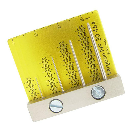 Bergeon 30464 watch hand gauge tool for precise hole measurement in watch accessories.