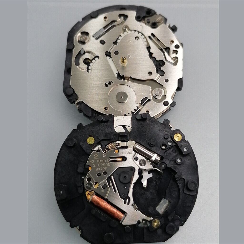 Hattori Epson VX7PE quartz watch movement, Japan-made, precision replacement for watch repairs.