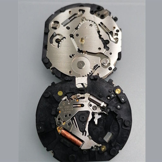 Hattori Epson VX7PE quartz watch movement, Japan-made, precision replacement for watch repairs.