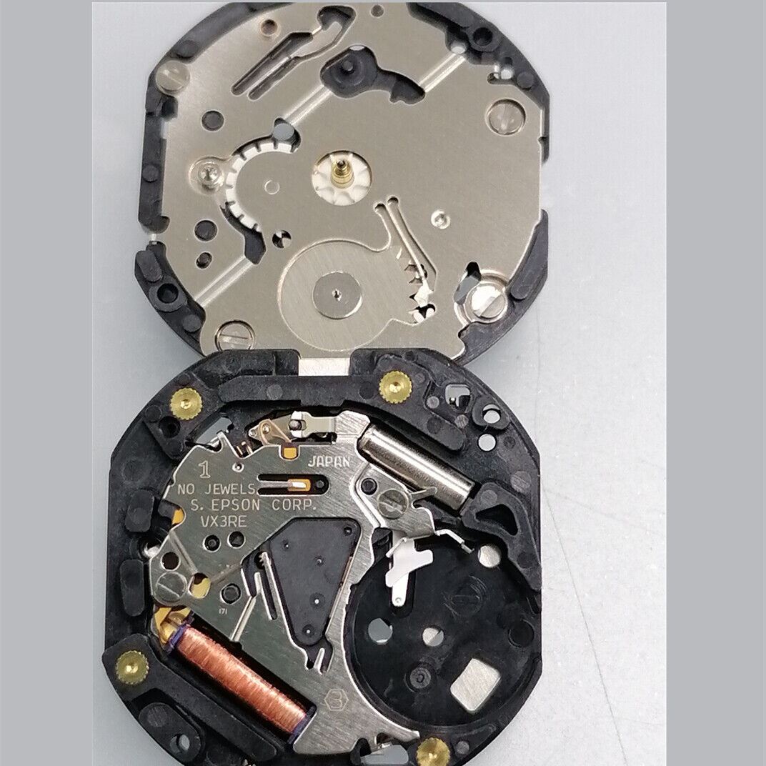 Hattori Epson VX3RE quartz watch movement, precision Japan-made for smooth timekeeping.