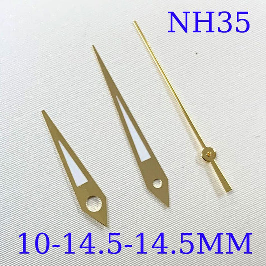 Green luminous watch hands set for NH35A movement, sizes 10/14.5mm, branded A10.