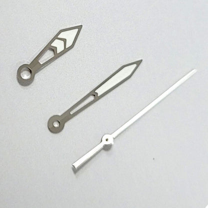 B13 green luminous watch hands set for NH35A/NH36A/4R36 movement, sizes 9.5/14/15mm, precise fit.