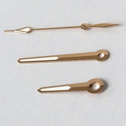 Rose golden luminous watch hands set by B10, designed for NH35A/NH36A/4R36 movements with clear visibility.