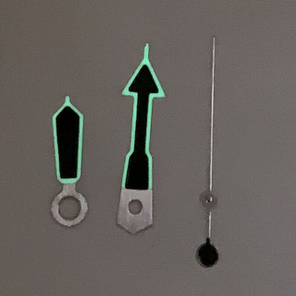 Green luminous black watch hands set for NH35A/NH36A/4R36 movement, enhancing readability and style by B28-1.