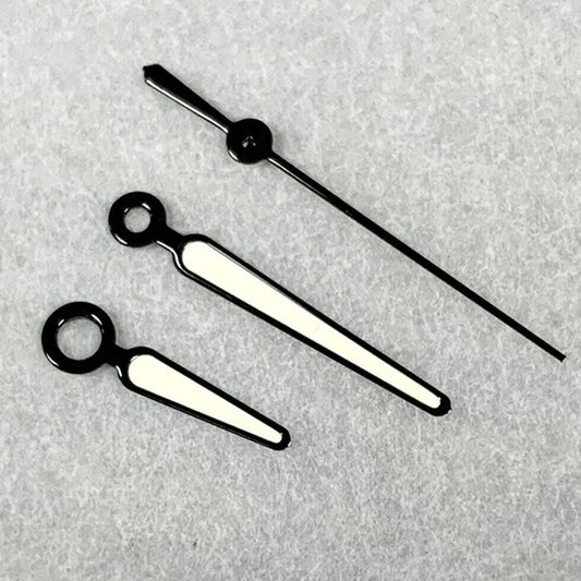 Green luminous watch hands with black trim for NH35A, NH36A, 4R, 7S movements by BB7.