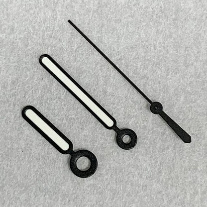 Green luminous watch hands with black trim for NH35A/NH36A movement, enhancing visibility and style.