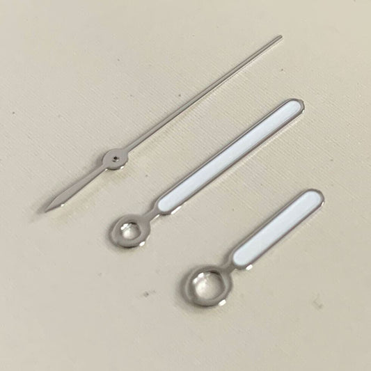 Green luminous watch hands with silver trim for NH35A/NH36A movement, BB13 brand accessory.