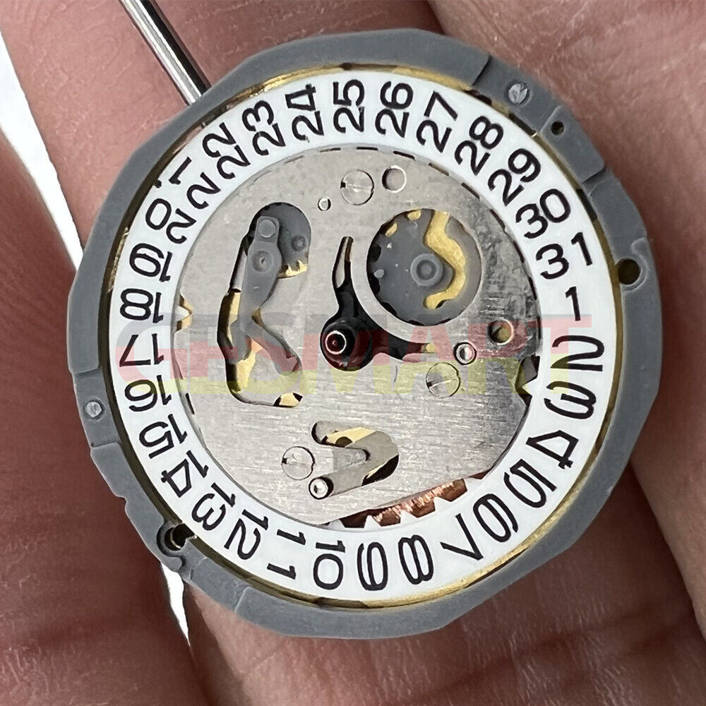 Miyota 6L12 Quartz Movement with Date Display at 3, Japan-Made Precision for Watch Repairs