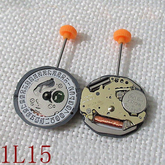 Miyota 1L15 quartz watch movement with date at 3, precision Japanese-made replacement part.