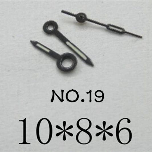 Luminous gold-tone watch hands set for Miyota 2035 movement, 10mm/8mm/6mm lengths by NO.19