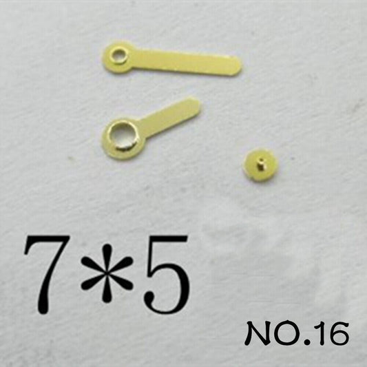 Golden set of watch hands for Miyota 2035 movement, 7mm/5mm length by NO.16, precise fit accessory.