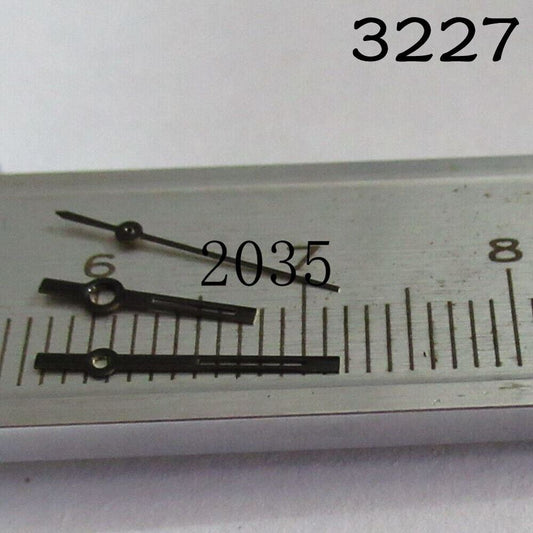 Black set of watch hands for Miyota 2035 movement, 7mm and 5mm lengths, model NO.3227.