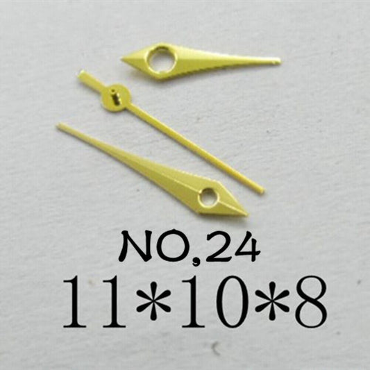 Golden watch hands set for Miyota 2035 movement, sizes 11mm, 10mm, 8mm, style NO.24, premium quality.