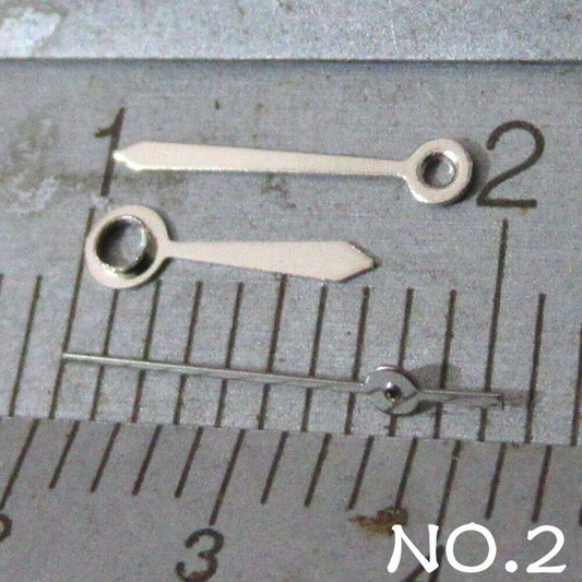 Silver watch hands set for Miyota 2035 movement, precise fit.