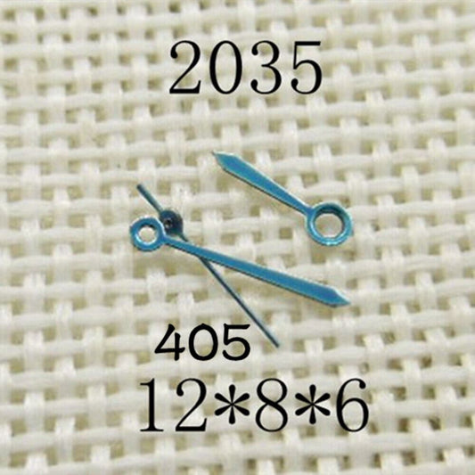 Blue watch hands set for Miyota 2035 movement, 12mm/8mm/6mm lengths by NO.405 brand