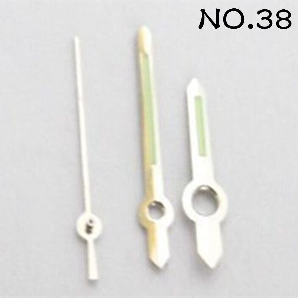Luminous watch hands set by NO.38 for Miyota 2035 movement, ideal for night visibility and repairs