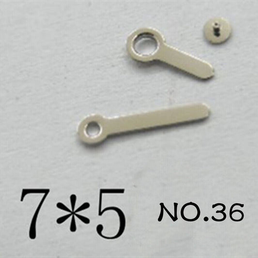Set of Miyota 2035 watch hands, 5mm and 7mm length, precision fit for repair and customization.