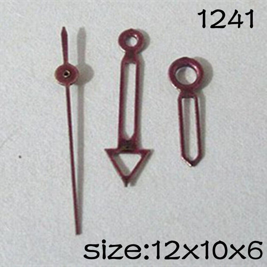 Red watch hands set for Miyota 2035 movement, sizes 12mm/10mm/6mm, NO.1241.