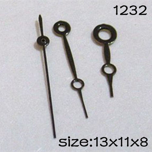 Black watch hands set by NO.1232 for Miyota 2035 movement, featuring 13mm, 11mm, and 8mm lengths.