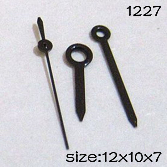 Black set of watch hands for Miyota 2035 movement, 12mm/10mm/7mm lengths, brand NO.1227.