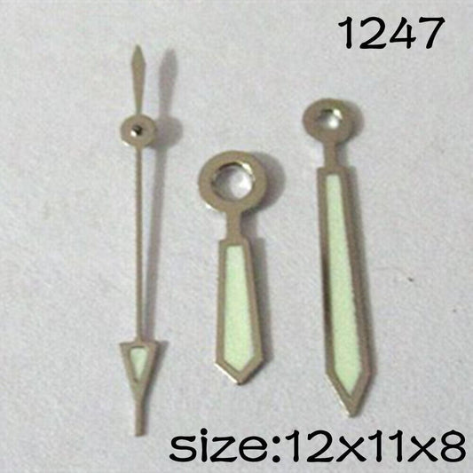 Luminous watch hands set for Miyota 2115 movement, lengths 12mm/11mm/8mm