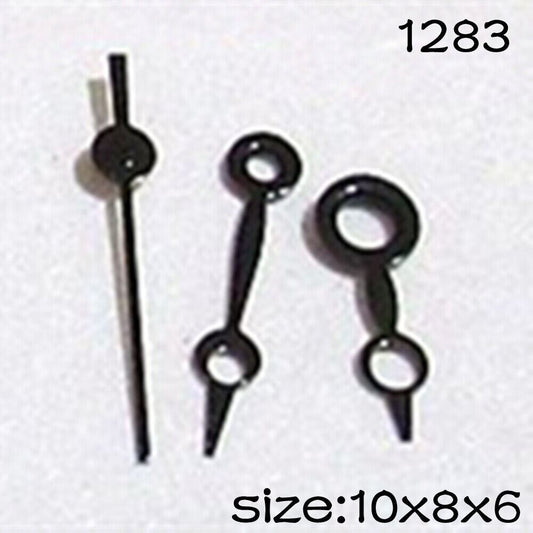 Black watch hands set for Miyota 2015 movement, 10mm/8mm/6mm lengths, brand NO.1283, precise fit for repair.