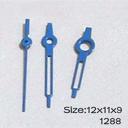 Blue watch hands set for Miyota 2015 movement, lengths 12mm, 11mm, 9mm - brand NO.1288, precise accessory for watch repair.