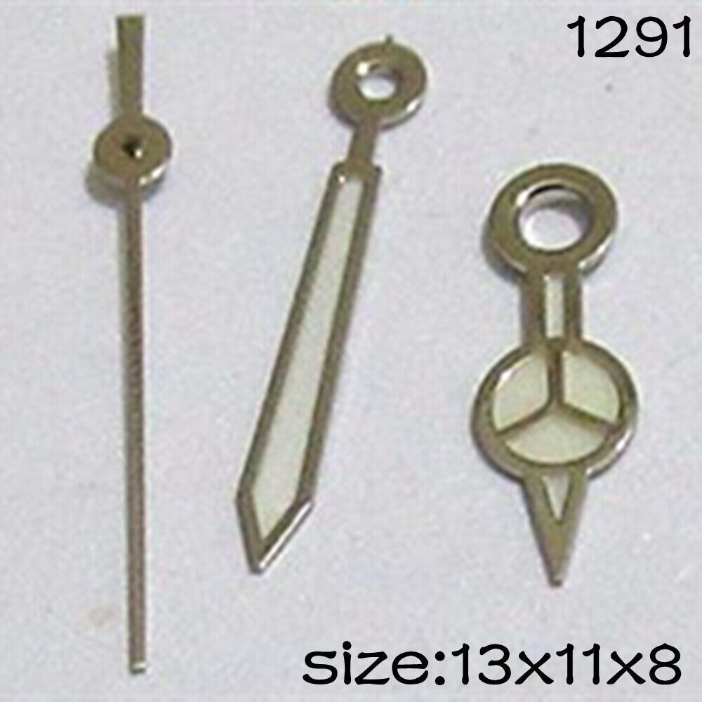 Luminous watch hands set for Miyota 2015 movement, sizes 13mm, 11mm, and 8mm, model #1291.