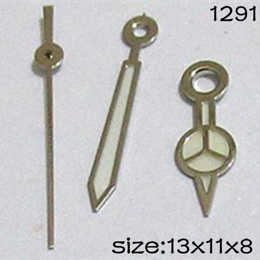 Luminous watch hands set for Miyota 2015 movement, sizes 13mm, 11mm, and 8mm, model #1291.
