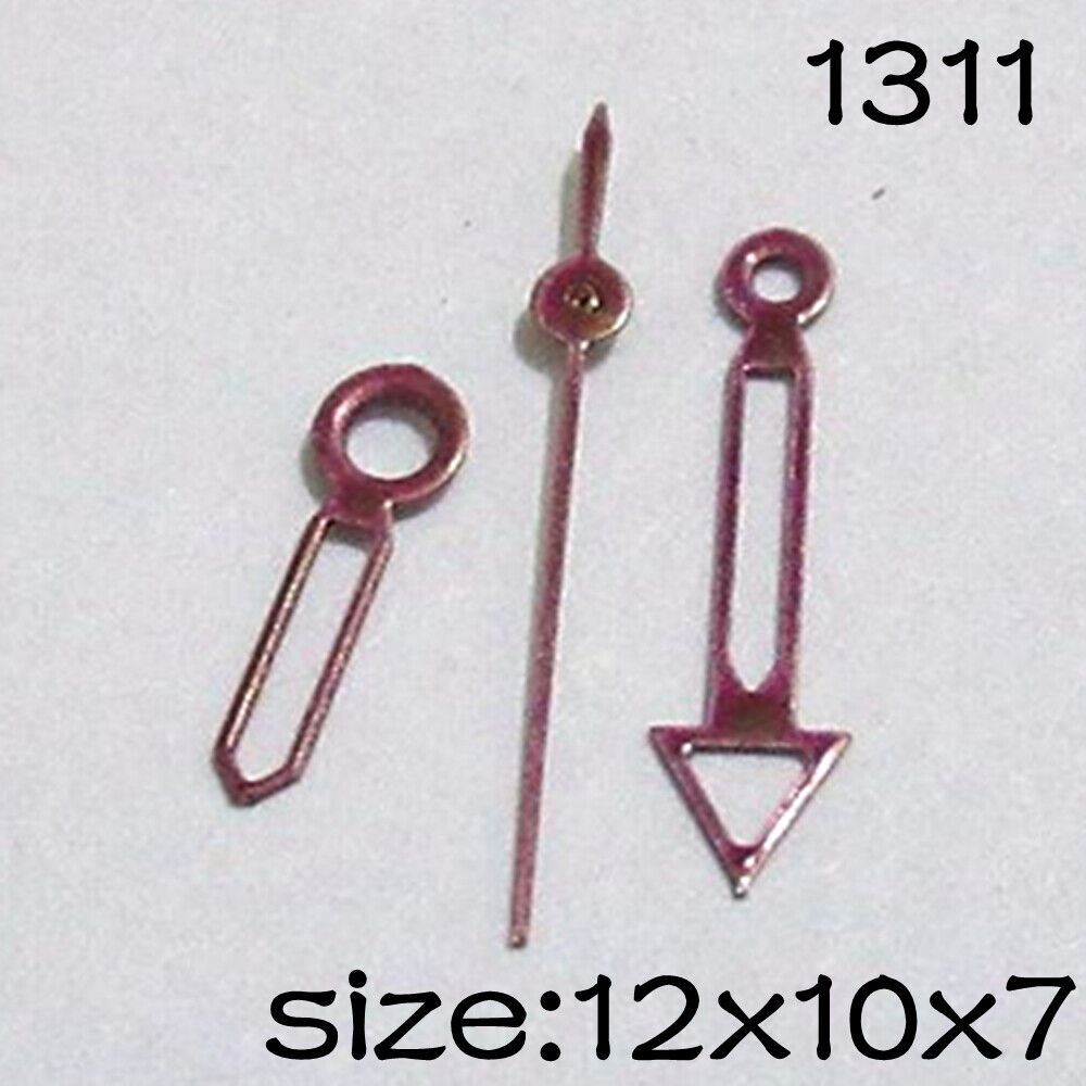 Purple watch hands set for Miyota 2015 movement, lengths 12mm/10mm/7mm, stylish upgrade by NO.1311.
