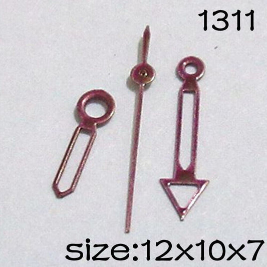 Purple watch hands set for Miyota 2015 movement, lengths 12mm/10mm/7mm, stylish upgrade by NO.1311.