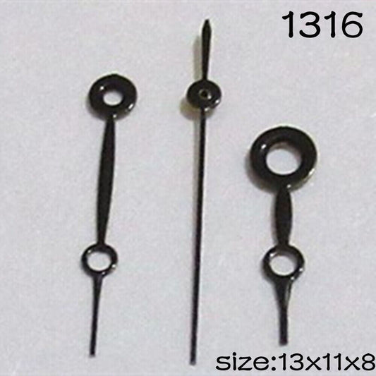 Black watch hands set for Miyota 2015 movement, lengths 13mm/11mm/8mm, precise time accessory.