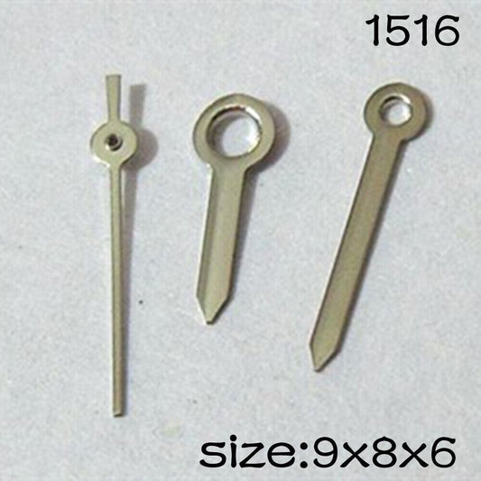 Silver watch hands set for Miyota 2035 movement, 9mm/8mm/6mm lengths by NO.1516 brand.