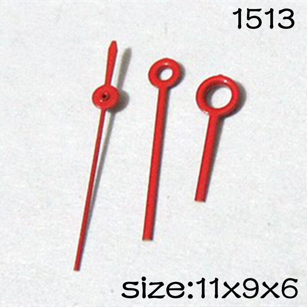 Red set of 11mm/9mm/6mm watch hands for Miyota 2035 movement, vibrant color, brand No.1513.