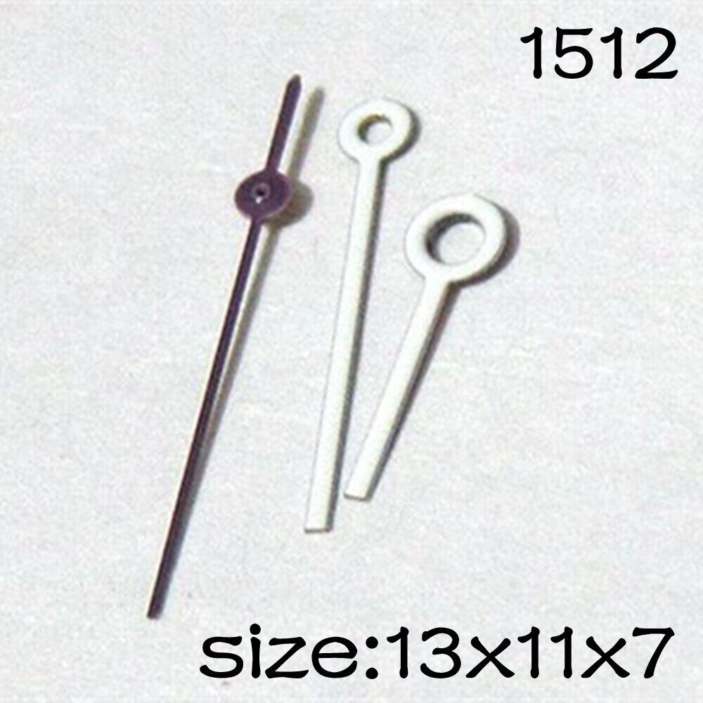 White set of watch hands for Miyota 2035 movement, lengths 13mm, 11mm, 7mm, NO.1512