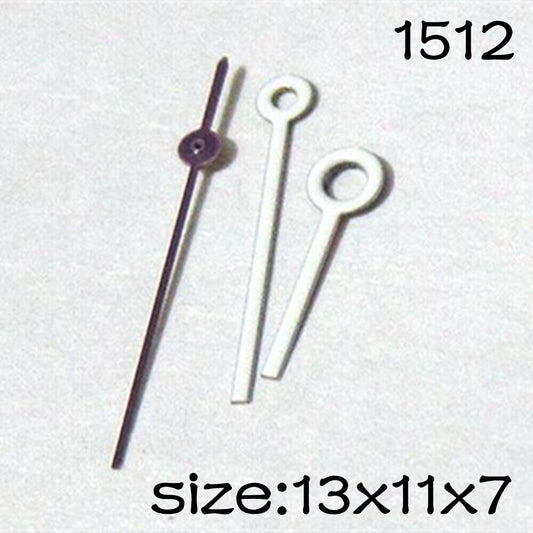 White set of watch hands for Miyota 2035 movement, lengths 13mm, 11mm, 7mm, NO.1512
