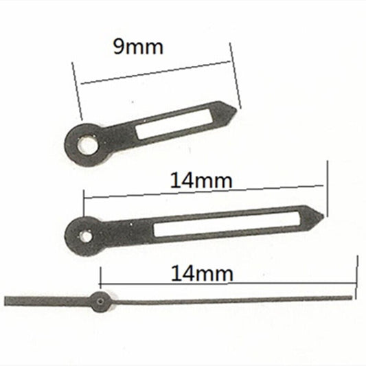 Black watch hands for Hattori Epson TMI VJ42 quartz movement, precise fit for P1-H2-3 model.