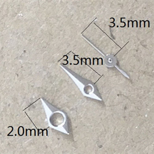 Silver watch hands set for Miyota 2035 quartz movement by P1-H2-C20, precise accessory for accurate timekeeping.