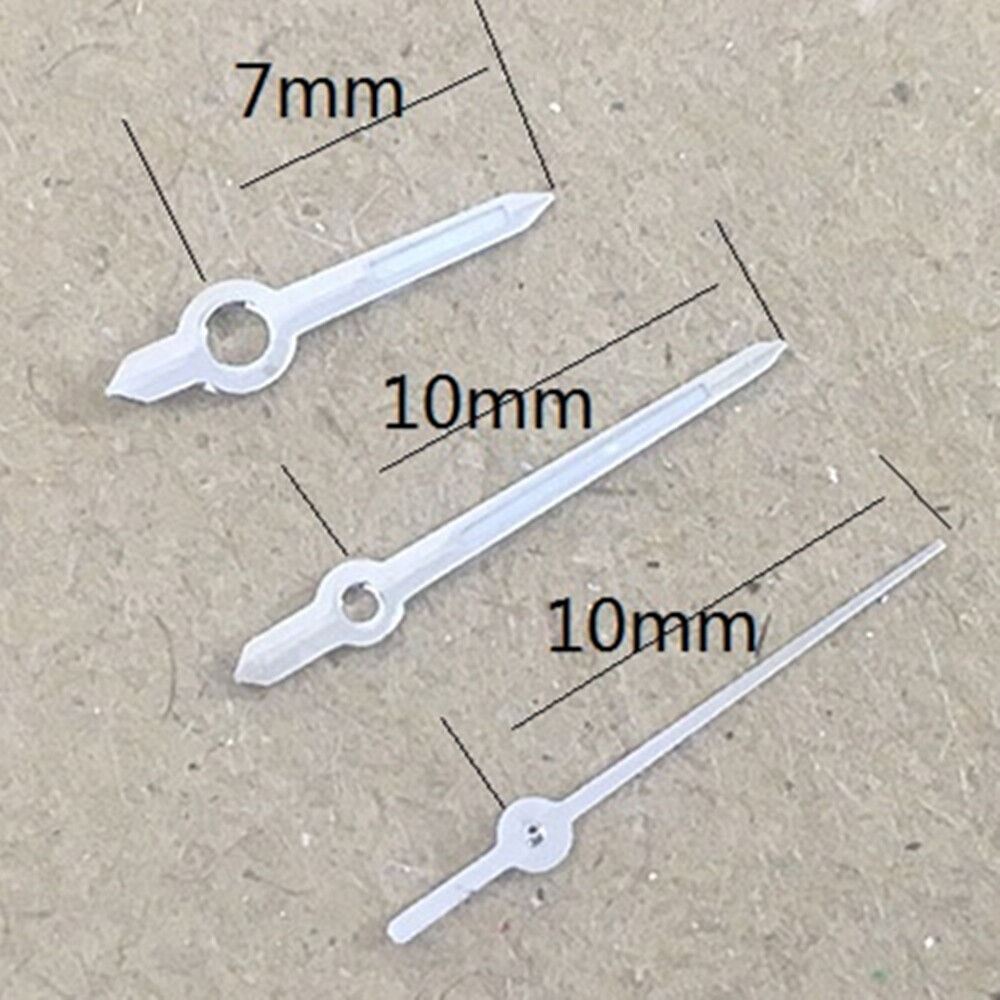 Luminous white trim watch hands for Miyota 2035 quartz movement, enhancing visibility and style.