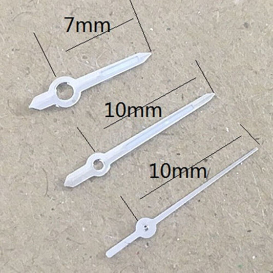 Luminous white trim watch hands for Miyota 2035 quartz movement, enhancing visibility and style.